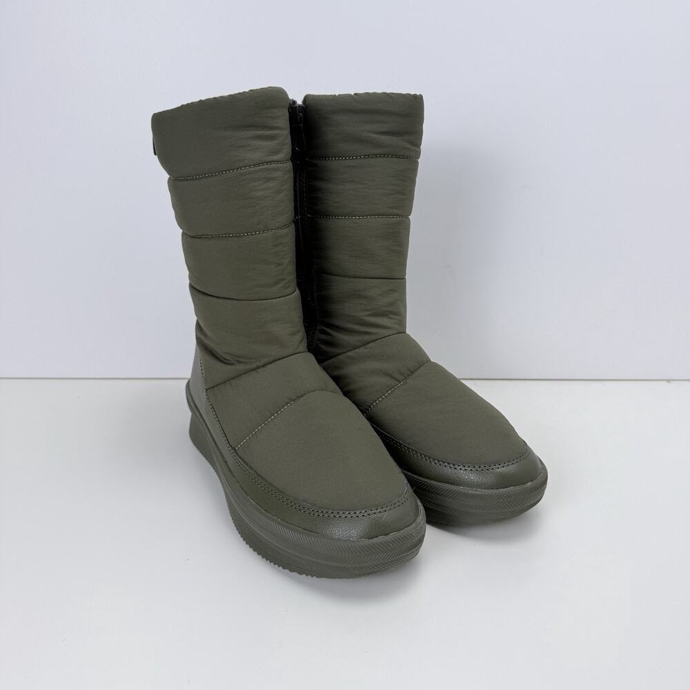 NEW Keds Apres Quilted Winter Boots Womens SZ W10 Snap Pocket Key Olive Green
